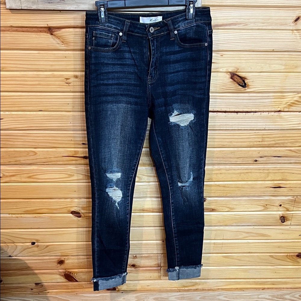 KanCan Distressed Ankle Jeans - Dark Wash